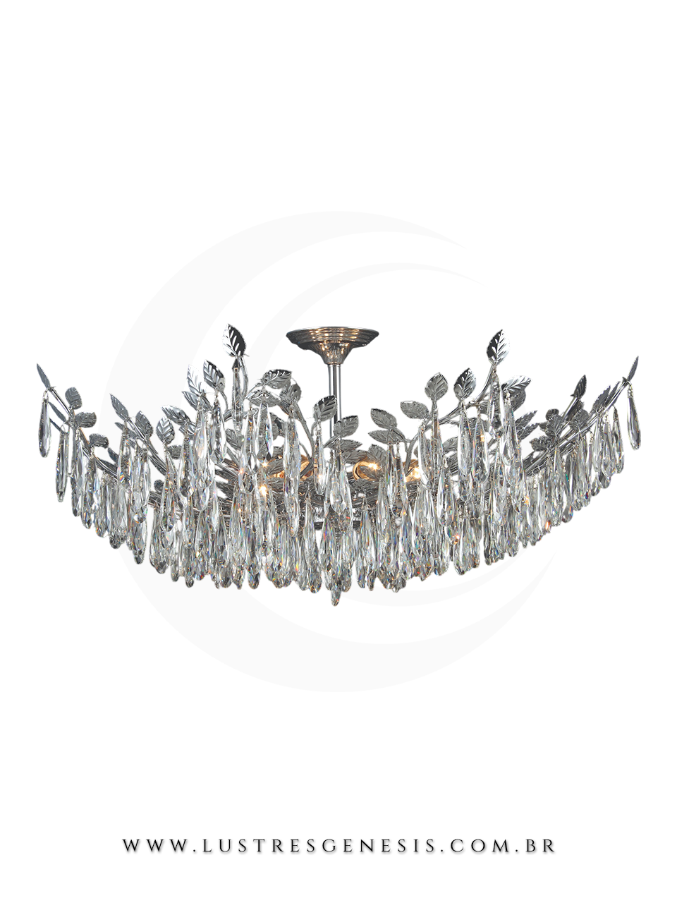 Lustre de Cristal Moderno Metal Cromado 80x35cm, Sala de Jantar, Sala de Estar, Quarto Casal, Mesa Sala de Jantar, Suite Master